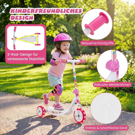 Toddler Kick Scooter with LED Wheels, Pink