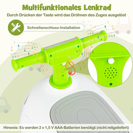 Toddler Ride-On Car with Horn & Storage, Green
