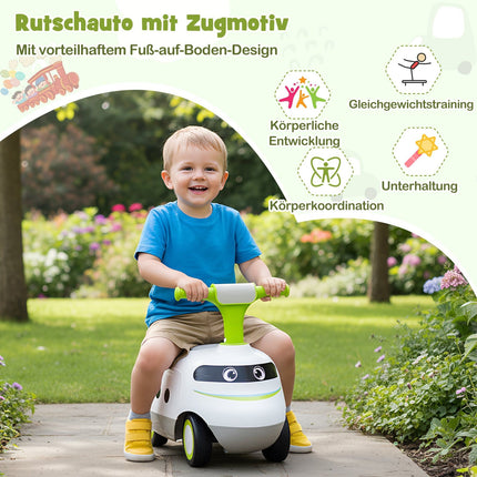 Toddler Ride-On Car with Horn & Storage, Green