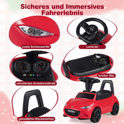 Toddler Ride-On Car with Lights, Safety Features, Storage