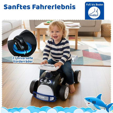 Toddler Ride-On Car with Music & Storage – Shark Design