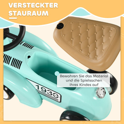 Toddler Ride-On Car with Storage, Anti-Tip Safety, Green