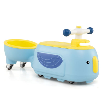 Toddler Ride-On Car with Trailer, Lights, and Storage