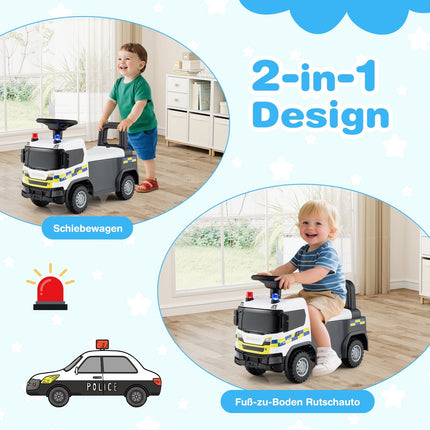 Toddler Ride-On Police Car with Steering & Storage