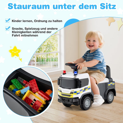 Toddler Ride-On Police Car with Steering & Storage