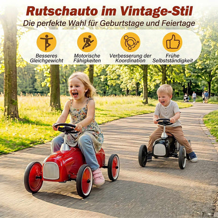 Toddler Ride-On Push Car, Black – Steel Frame, Anti-Slip Wheels