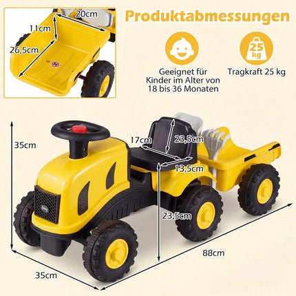 Toddler Ride-On Push Car with Trailer, Ages 18-36 Months