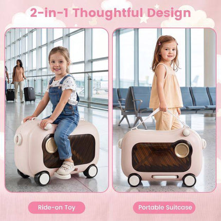 Toddler Ride-On Suitcase with Wheels, 25kg Capacity, Pink