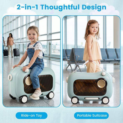 Toddler Ride-On Suitcase with Wheels, Blue, 25kg Capacity