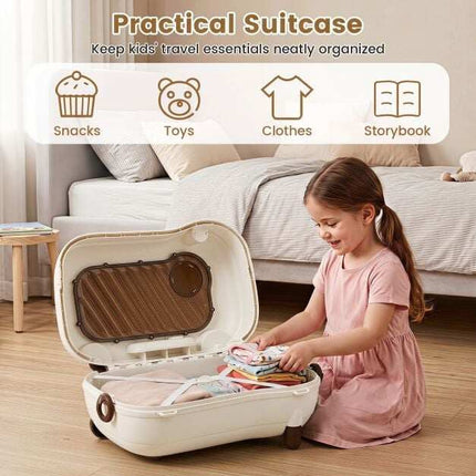 Toddler Ride-On Suitcase with Wheels, Brown, 25 kg Capacity