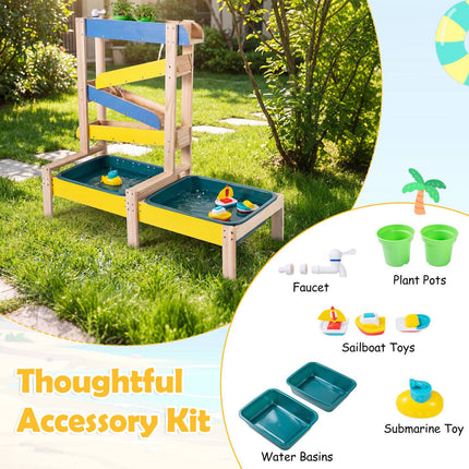 Toddler Sand & Water Table with 2 Basins, Multicolor