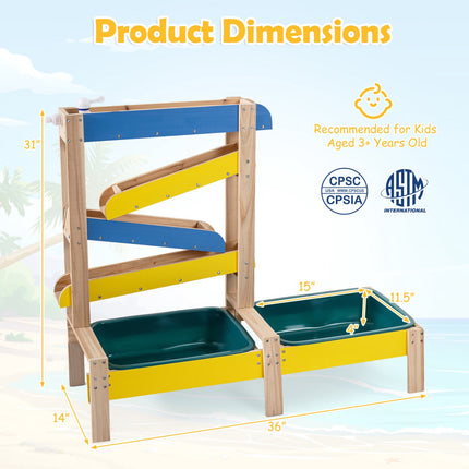 Toddler Sand & Water Table with 2 Basins, Multicolor