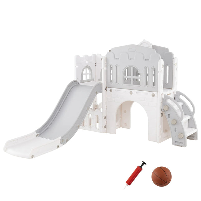 Toddler Slide 9-in-1 Playset with Basketball & Tunnel