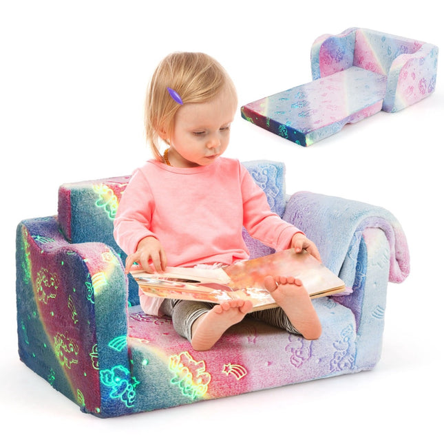 Peuterbank met deken - Regenboogdesign
