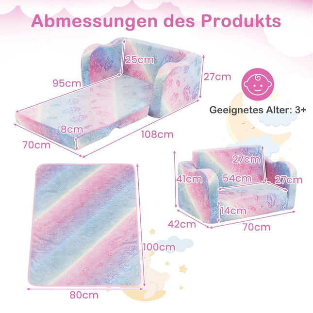 Peuterbank met deken - Regenboogdesign