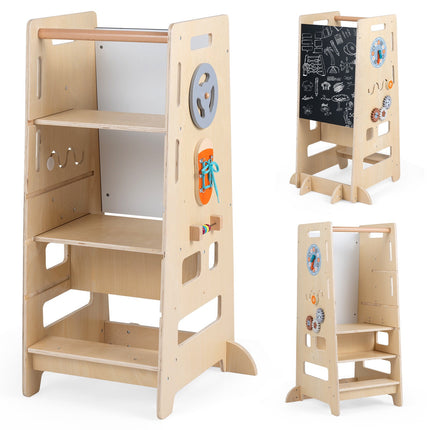 Toddler Standing Tower, Adjustable Height, Natural Wood