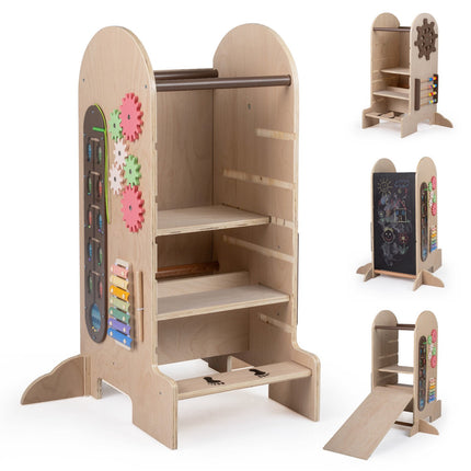 Toddler Standing Tower with Adjustable Height and Chalkboard