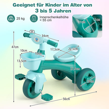 Toddler Tricycle with Limited Steering, Bell, Ergonomic Seat