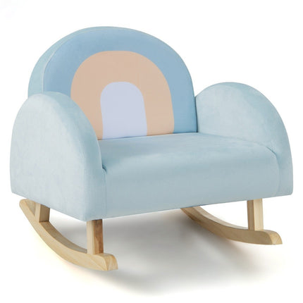 Toddler rocking chair children's upholstered rocker with solid rubber tree frame 50 x 46 x 45 cm blue