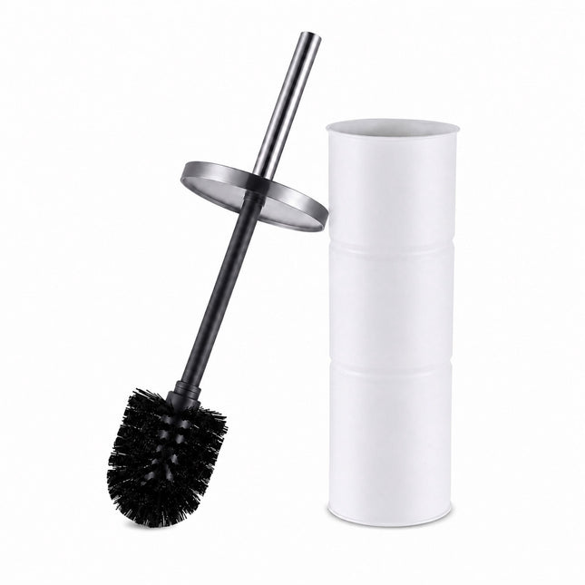 Toilet Brush Set with Stainless Steel Handle, White