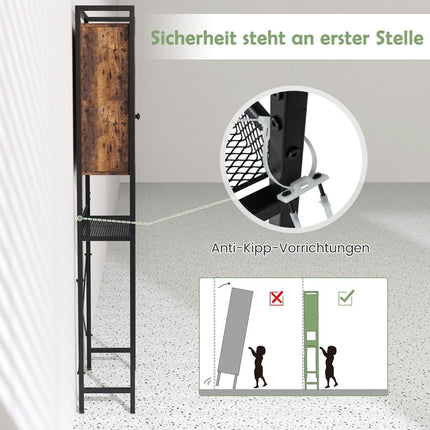 Toilet Cabinet with Double Door Bathroom Shelf Washing Machine Shelf 60 x 24 x 172 cm Brown