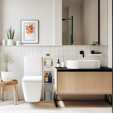 Toilet Cabinet with Storage and Paper Holder