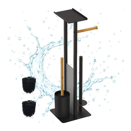 Toilet Paper Holder – Metal & Bamboo, Freestanding