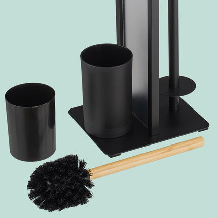 Toilet Paper Holder – Metal & Bamboo, Freestanding