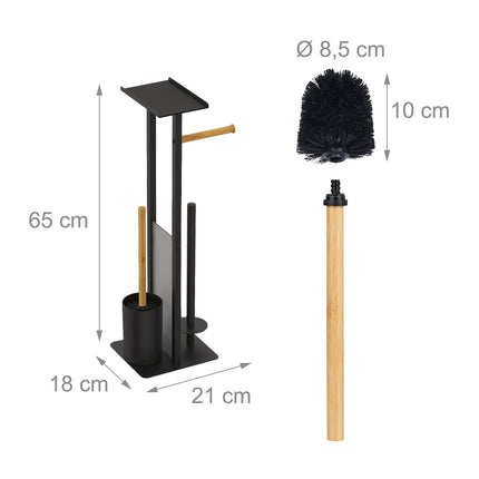 Toilet Paper Holder – Metal & Bamboo, Freestanding