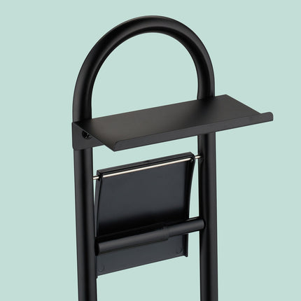Toilet Paper Holder with Shelf – Metal and Bamboo