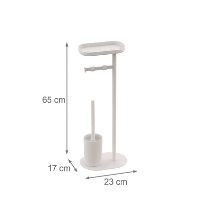 Toilet Paper Holder with Shelf and Brush