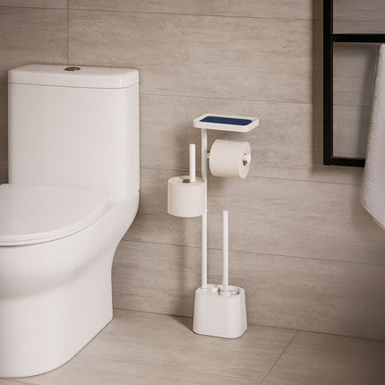 Toilet Paper Holder with Shelf and Brush – Metal