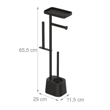Toilet Paper Holder with Shelf and Brush – Metal