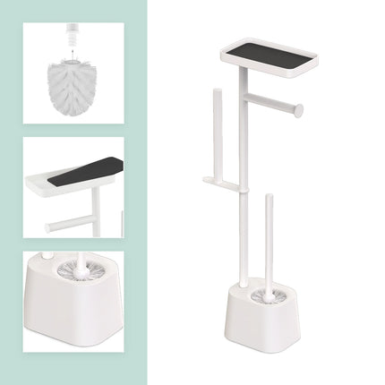 Toilet Paper Holder with Shelf and Brush – Metal