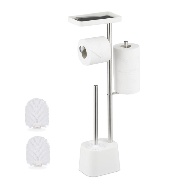 Toilet Paper Stand with Shelf and Spare Holder