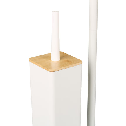 Toilet Roll Holder & Brush Set, Bamboo & Steel
