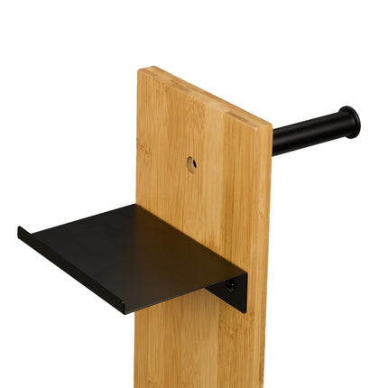 Toilet Roll Holder & Brush Set with Bamboo Shelf