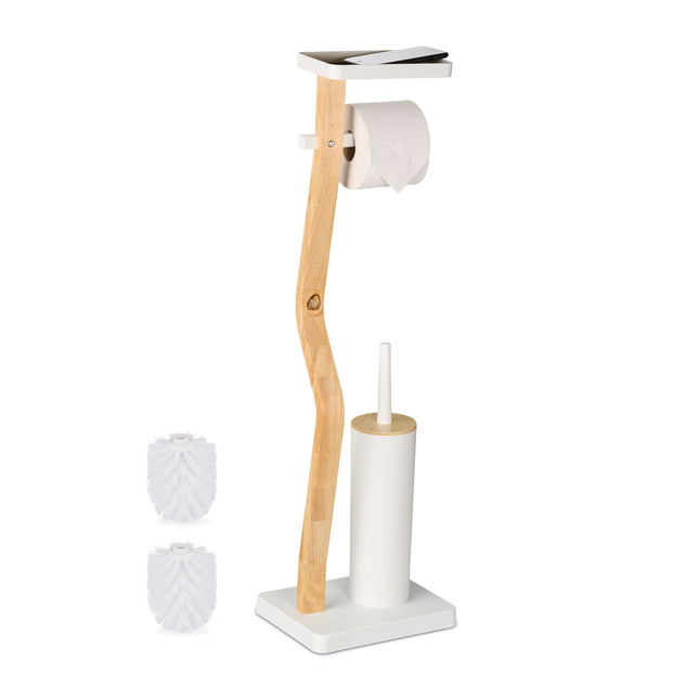 Toilet Roll Holder & Brush Set with Shelf