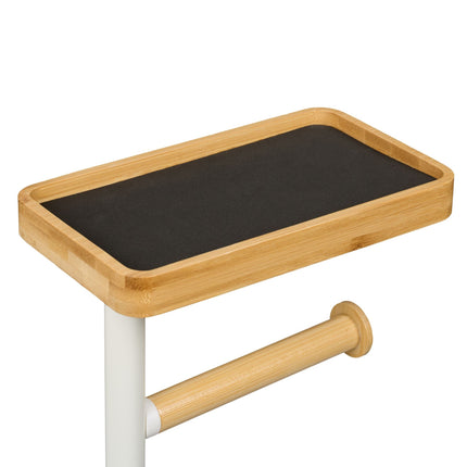 Toilet Roll Holder with Shelf – Iron & Bamboo