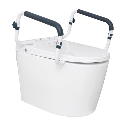Toilet Safety Rail, 300 lb, Adjustable, Padded Armrests