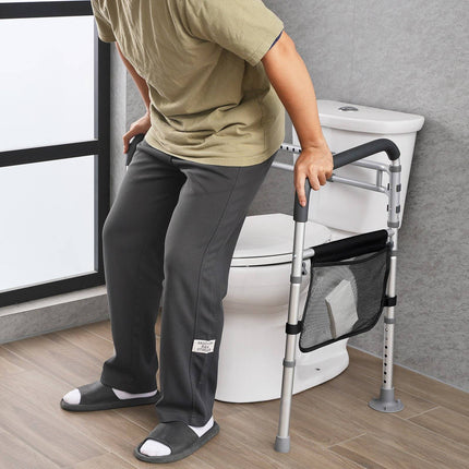 Toilet Safety Rail, Adjustable Foldable, 300 lb Capacity
