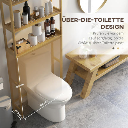 Bathroom shelf in 3 levels in bamboo with tip protection