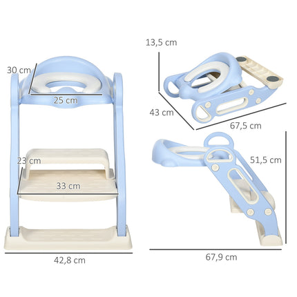 Children's toilet trainer with steps & handle, 2-6 years