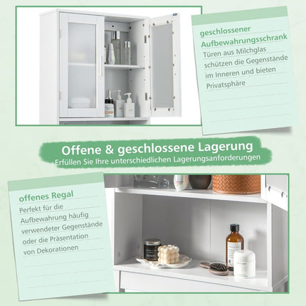 Toilet cabinet freestanding bathroom toilet shelf above toilet 58 x 19 x 170 cm white