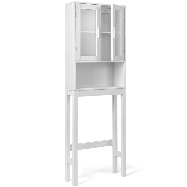 Toilet cabinet freestanding bathroom toilet shelf above toilet 58 x 19 x 170 cm white