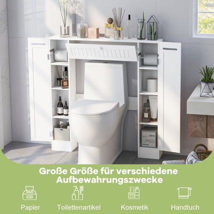 Toilet cabinet with toilet paper holder bathroom overmount cabinet toilet stand white