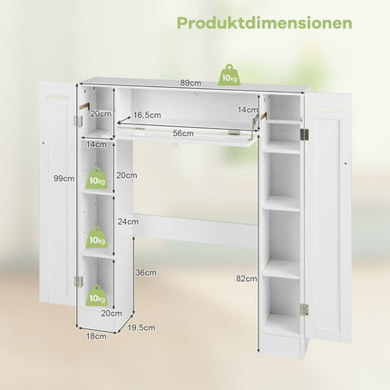 Toilet cabinet with toilet paper holder bathroom overmount cabinet toilet stand white