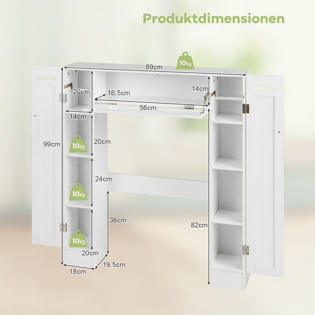 Toilet cabinet with toilet paper holder bathroom overmount cabinet toilet stand white