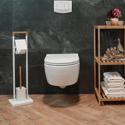 Toilet chair in bamboo and stainless steel