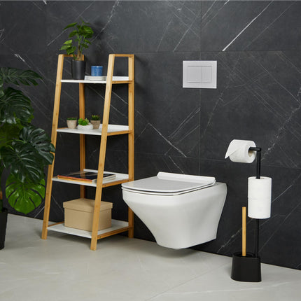 Toilet chair in bamboo and stainless steel